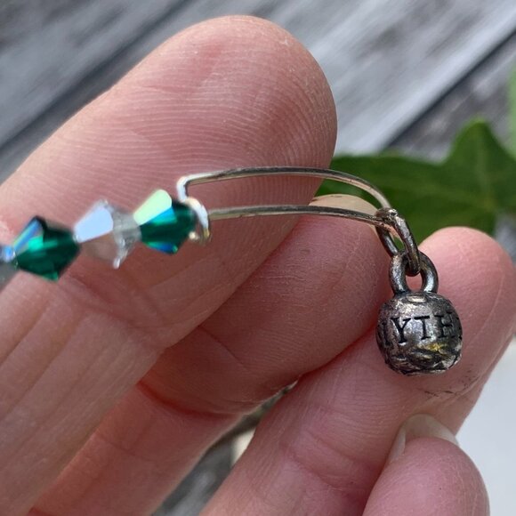 Alex and Ani – Slytherin Set in Stone Green Beaded Bangle Silver Finish - Picture 3 of 3